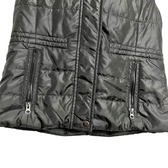 American Rag Puffer Vest Removable Faux Fur Hood Black M (2902 - Picture 2 of 3